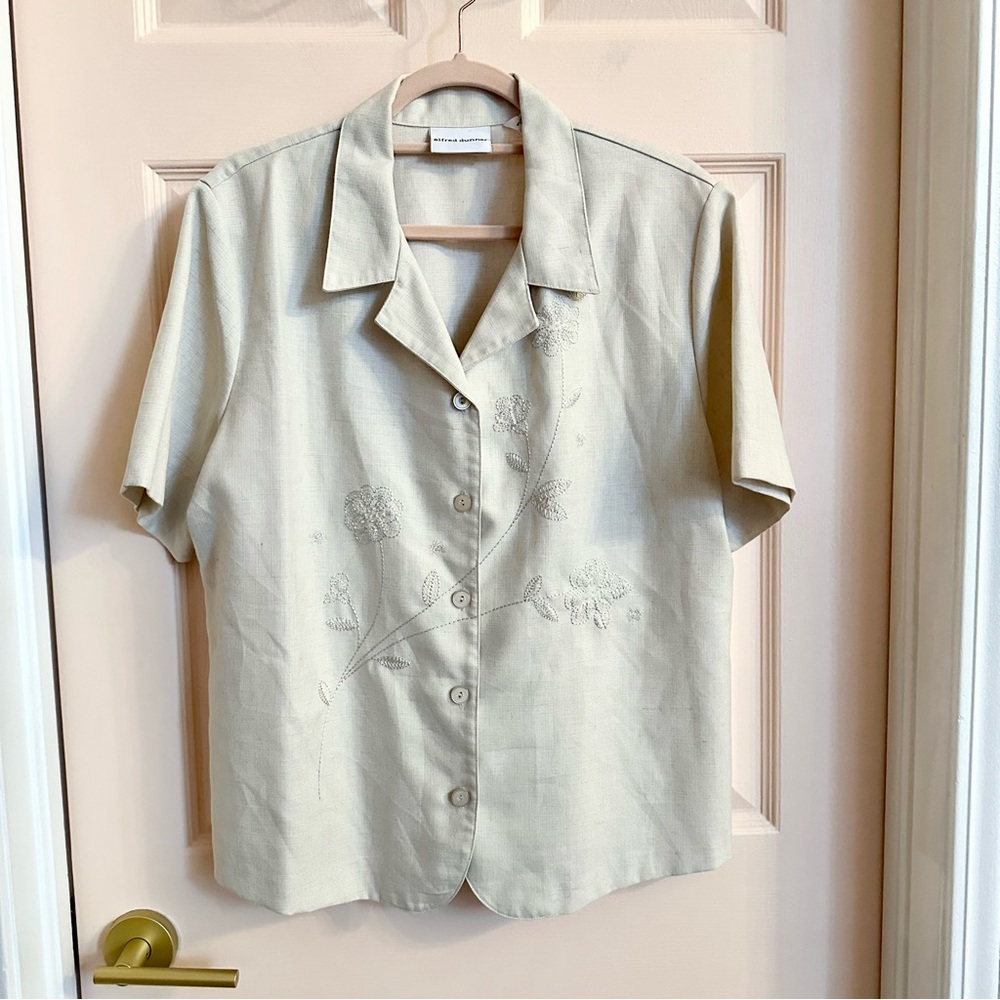 Cream beaded Alfred Dunner blazer top